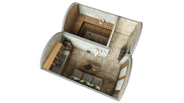 Vaulted Sauna 19.4 m²  STANDARD package (glass option)
